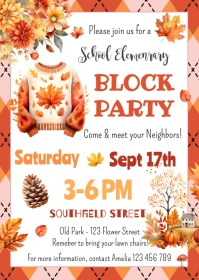 Fall Block Party Flyer Editable Template A6