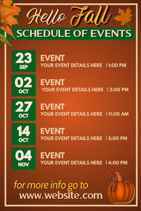 Fall Calendar Template | PosterMyWall