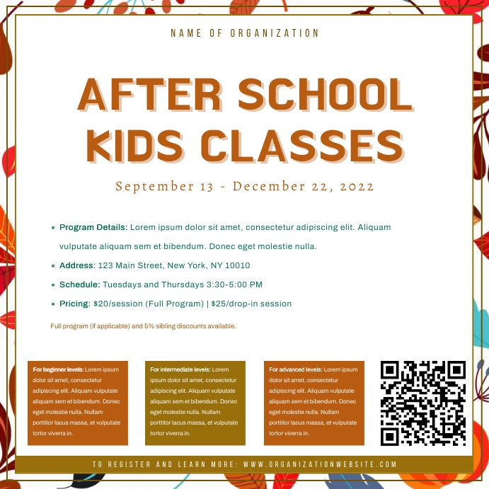 Fall Classes Template | PosterMyWall