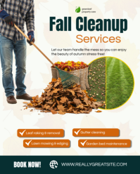 Fall Cleanup Services Poster Template – Autumn Lawn Care & Leaf Removal Design Instagram Portrait