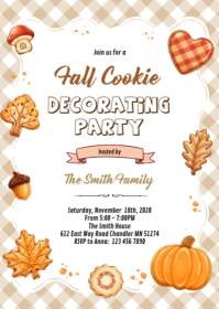 Weiß Fall Cookie Decorating Party A6 Template