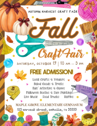 White Autumn Harvest Craft Fair Ulotka Template