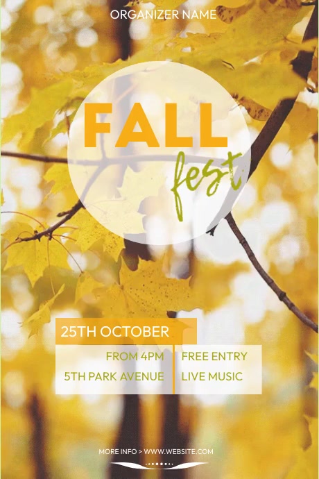 Plantilla de Yellow Brown Floral Fall Fest Ad Poster | PosterMyWall