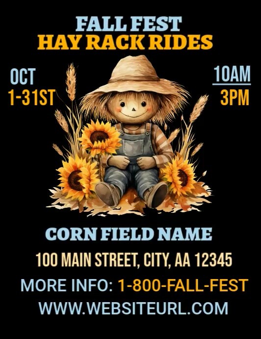 Fall Fest Hay Rack Rides Template | PosterMyWall