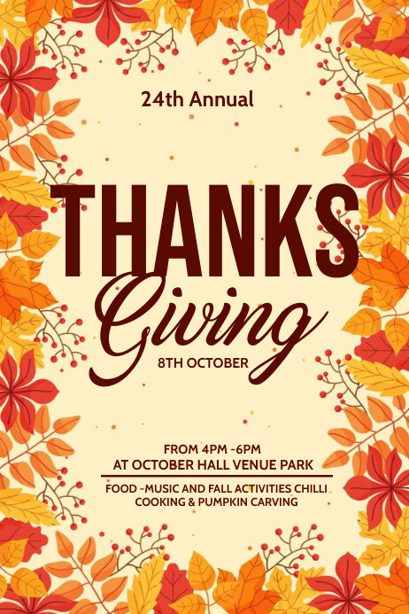 Fall festival, Autumn sale, Thanks giving Plakat template