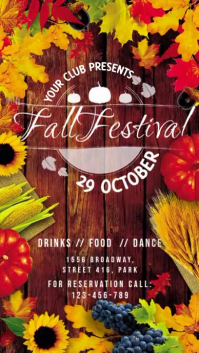 สีแดง Fall Festival Digitalt display Template
