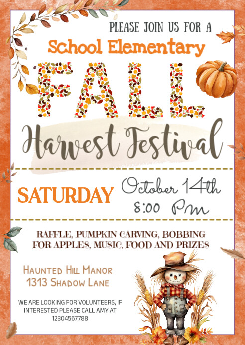 Fall Festival Invitation, Church Fall Festiva A6 template