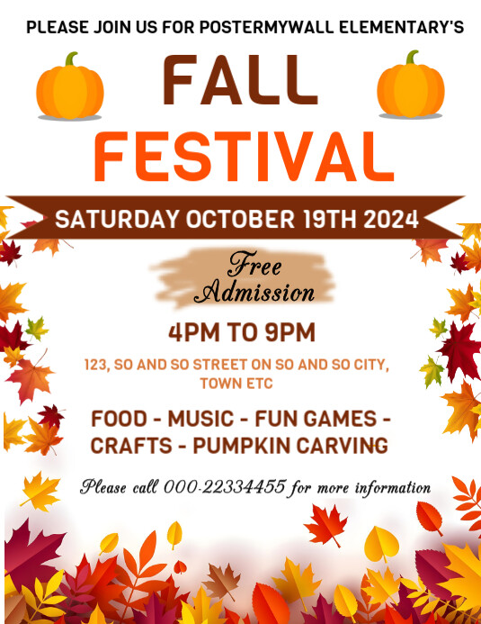 Fall festival invitation flyer template | PosterMyWall