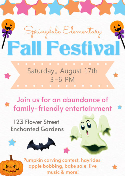 Fall Festival Invitation -School Fundraiser A6 template