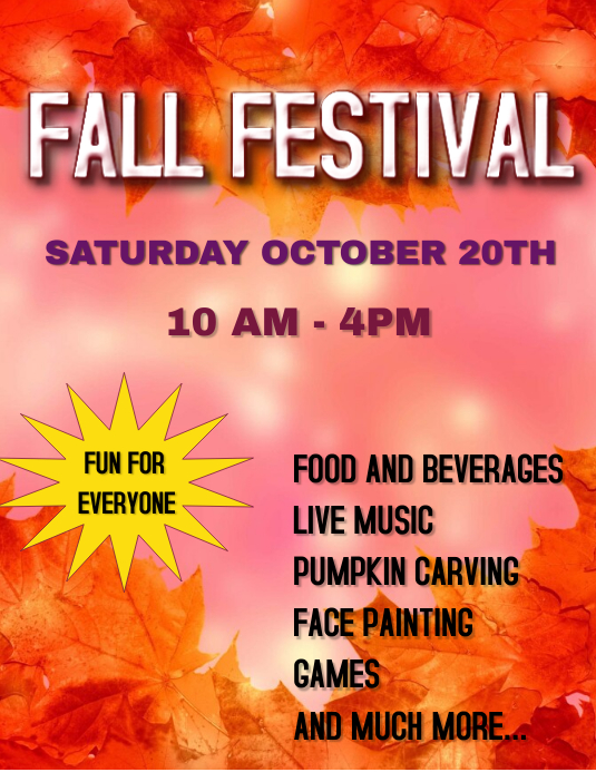 FALL FESTIVAL OCTOBER FESTIVAL Flyer (US Letter) template