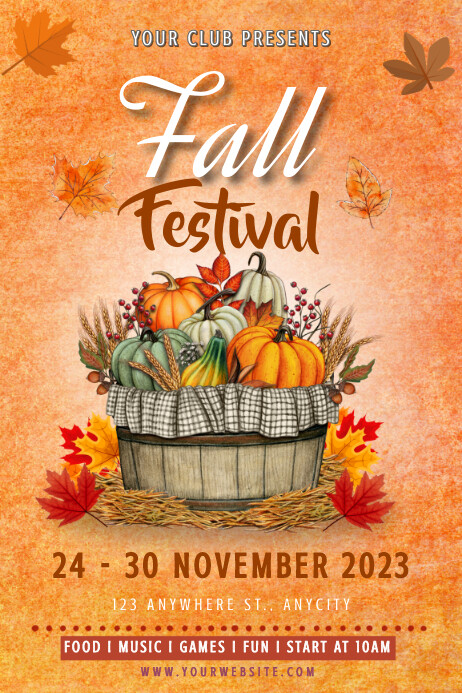Fall Festival Poster Design Template | PosterMyWall
