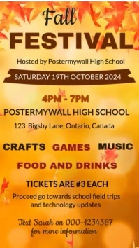 Fall festival video invitation template Display digitale (9:16)
