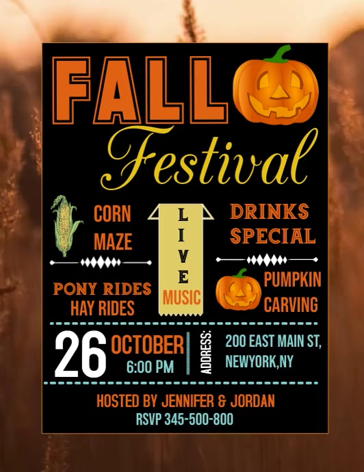 Fall festival video template, autumn festival Flyer (US Letter)