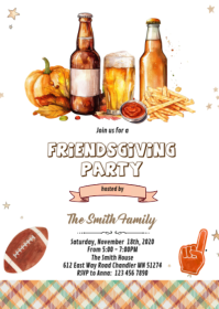 Fall Friends Food and Football invitation A6 template