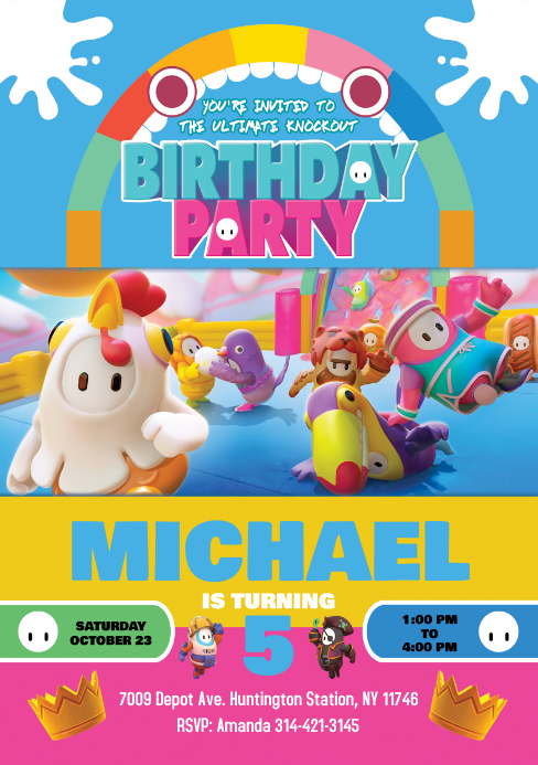 Modele Fall Guys Birthday Invitation Postermywall Modele Fall Guys Birthday Invitation Postermywall