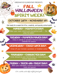 Fall Halloween School Spirit Week Flyer (US Letter) template