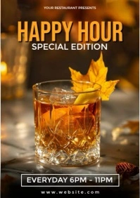 Fall Happy Hour Flyer A4 template