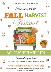 Fall Harvest Flyer Editable, Fall Festival Fl A6 template