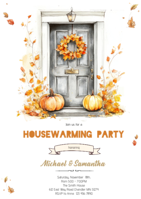 Fall Housewarming party Invitation Template | PosterMyWall