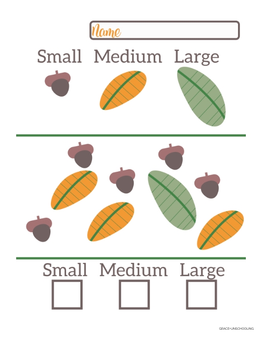 Fall Math Leaf Size Printable Worksheets Template | PosterMyWall
