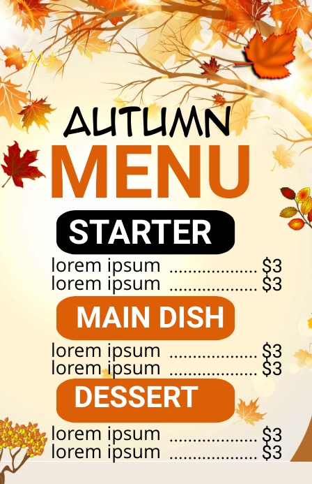 fall menu, autumn menu Template | PosterMyWall