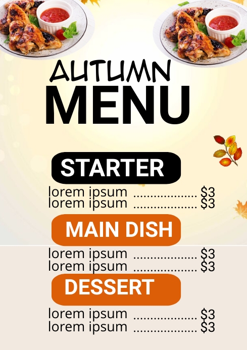 fall menu, autumn menu Template | PosterMyWall