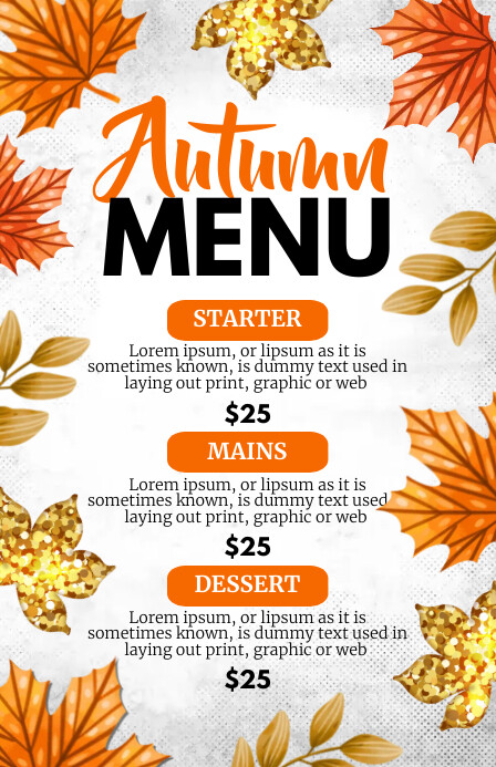 Copy of fall menu, autumn menu | PosterMyWall