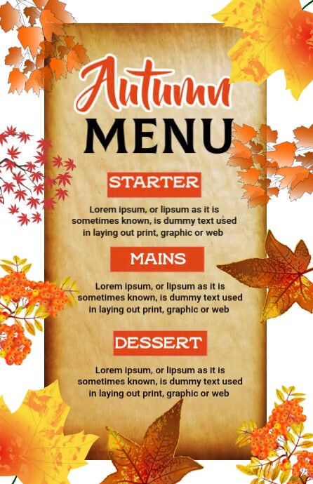 Copy of fall menu, autumn menu poster | PosterMyWall