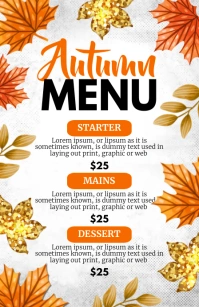 fall menu, autumn menu Half Page Wide template