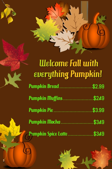Fall Menu Items Template | PosterMyWall