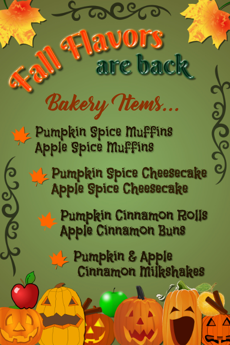 Fall Menu Poster Template | PosterMyWall