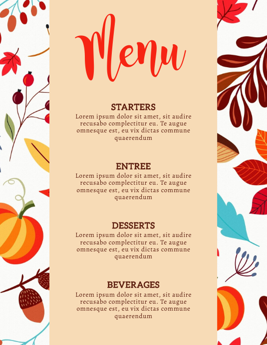 Fall Menu Template Flyer Volantino (US Letter)