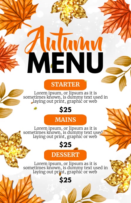 Copy of fall menu video template | PosterMyWall