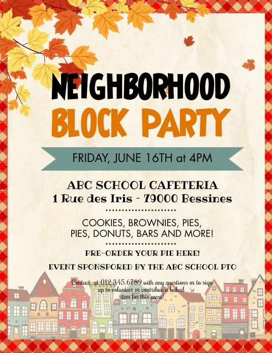 Fall Neighborhood Block Party Template PosterMyWall