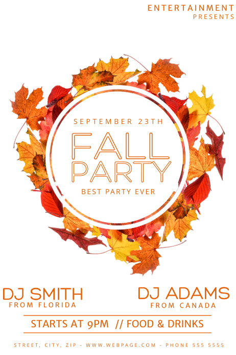 Fall Party Flyer Template Postermywall