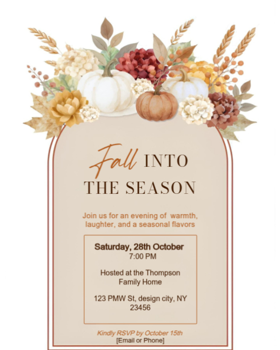 Fall Party Invitation | Elegant Autumn Gathering Flyer Template ...