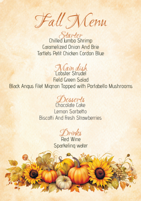 Yellow Fall Menu A5 Template | PosterMyWall