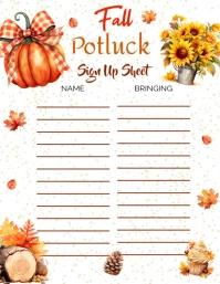 Fall Potluck Sign Up Sheet Volantino (US Letter) template