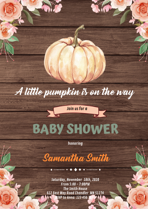 Fall Pumpkin Shower Invitation Template PosterMyWall