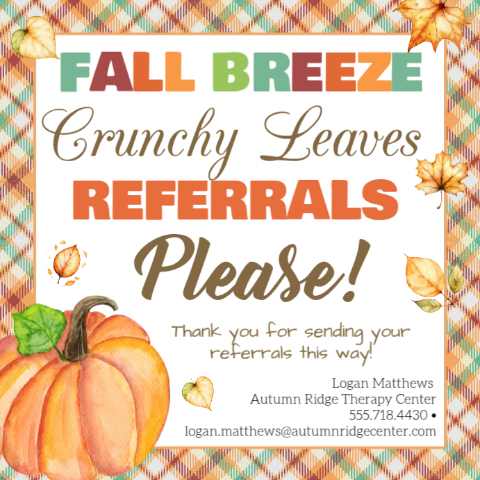 Fall Referral Pop By Tag, Fall Referral Tag Printable Instagram Post template