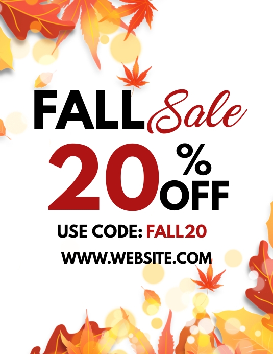 Fall Sale 20% OFF Promo Flyer Template | PosterMyWall