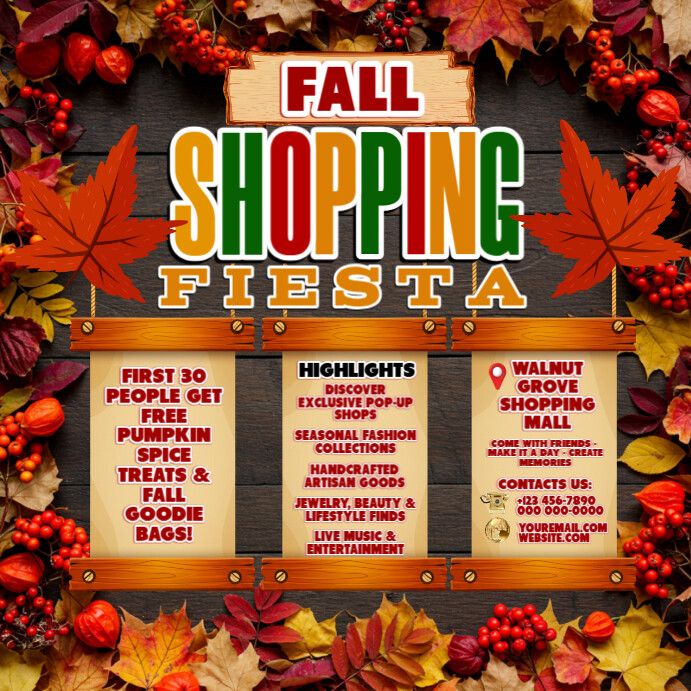 Fall Shopping Fiesta At Walnut Template | PosterMyWall