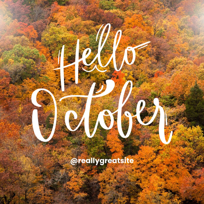 Fall Simple Hello October Instagram Post Template | PosterMyWall