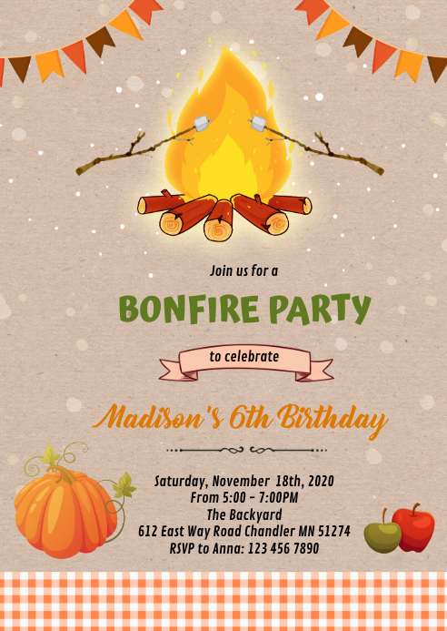Fall R Invitations Bonfire Copy of Fall smore camp bonfire invitation | PosterMyWall