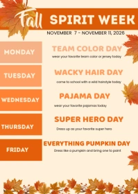 Fall Spirit Week Flyer A6 template