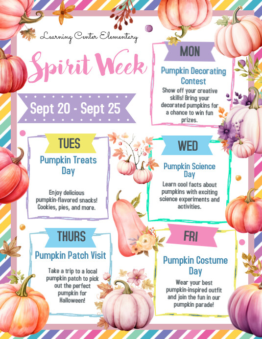 Fall Spirit Week Flyer Template, Folheto (US Letter)