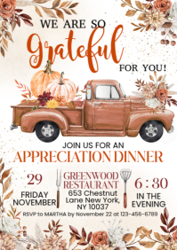 fall Teacher Luncheon Invite A4 template