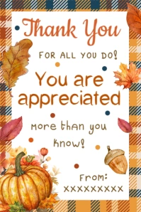 Fall Thank You Tags, Fall Appreciation Tags, Banner 4' × 6' template