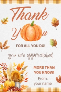 Fall Thank You Tags, Fall Appreciation Tags Cartel de 4 × 6 pulg. template