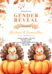 White Gender Reveal Invitation A6 Template